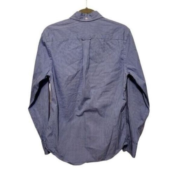 JCP Womens Sz S Blue White Striped Long Sleeve Button Down Blouse - Picture 9 of 9